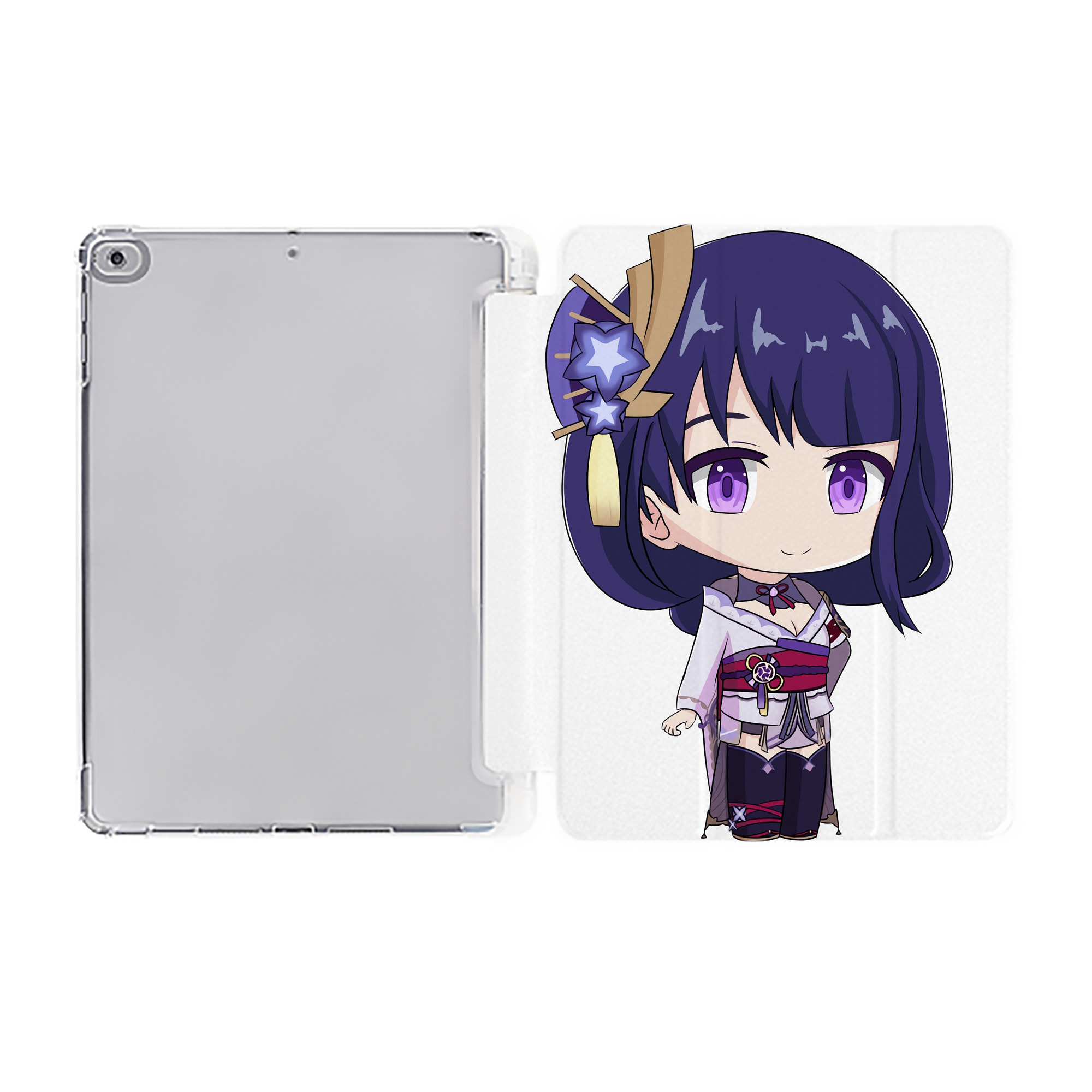 げんし神 雷電将軍 らいでんしょうぐん genshin Raiden Shogun IPad ケース ペン収納付き 三つ折りスタンド PUレザー×シリコン 対応機種9.5/10.5/10.9インチ